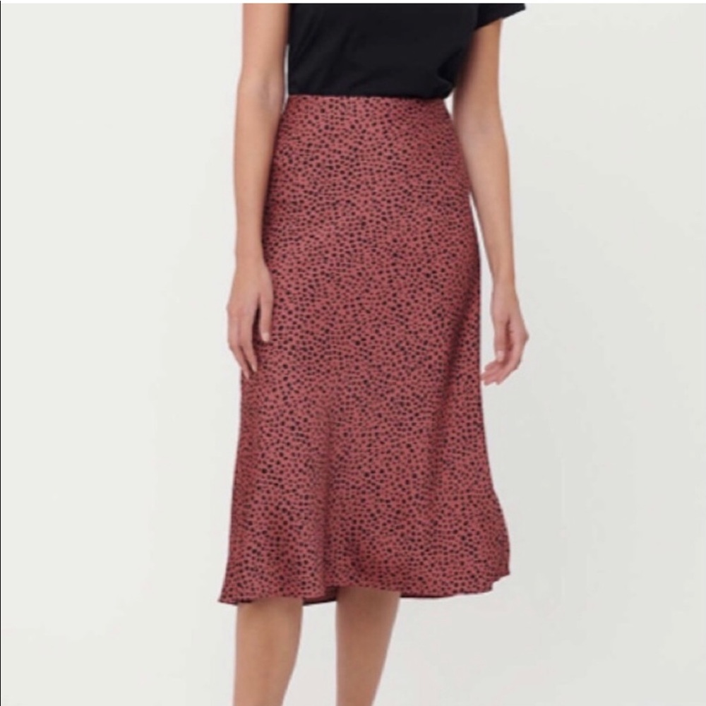 LOFT pink leopard animal print silky skirt